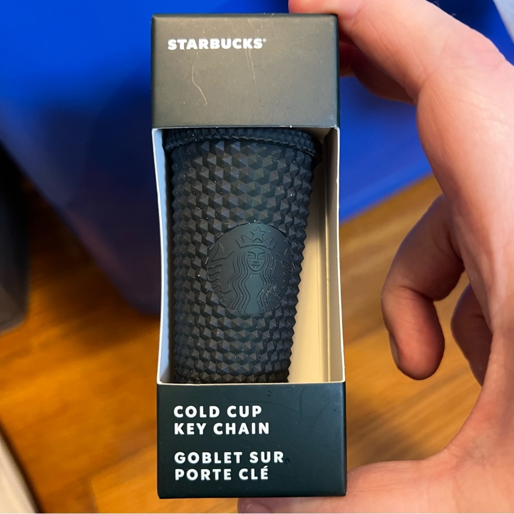 Starbucks dark green studded tumbler keychain